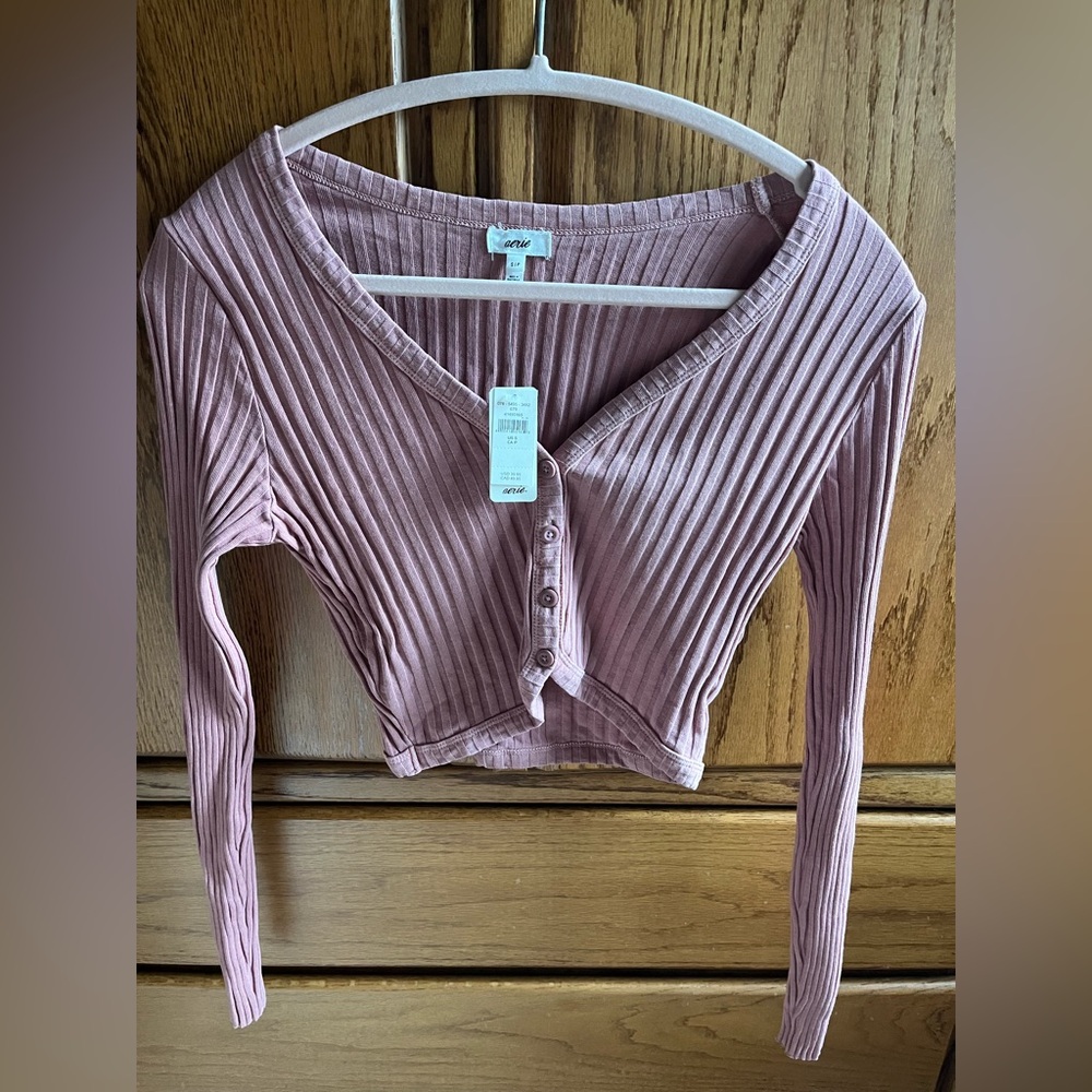Aerie Ribbed Cropped Cardigan - Picture 5 of 7